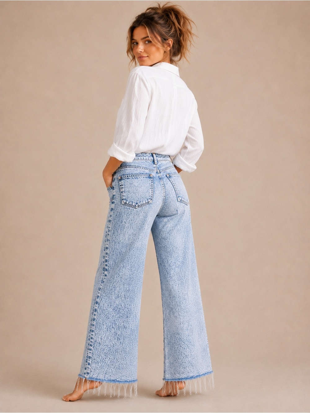 Veronica Beard Carly Kick Flare High Rise Jeans Acid Wash Pebble Stone Size 30 - Picture 9 of 9